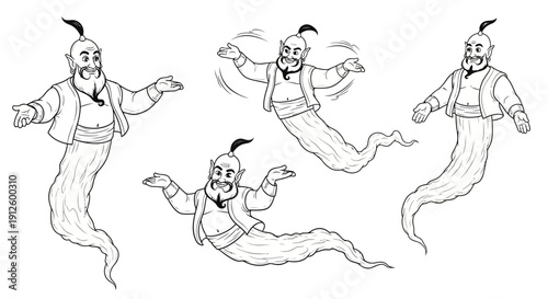 Genie Characters Collection: Mystical Beings in Dynamic Poses