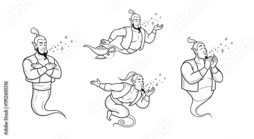 Genie Characters Collection: Magic, Wishes, and Arabian Nights Fantasy