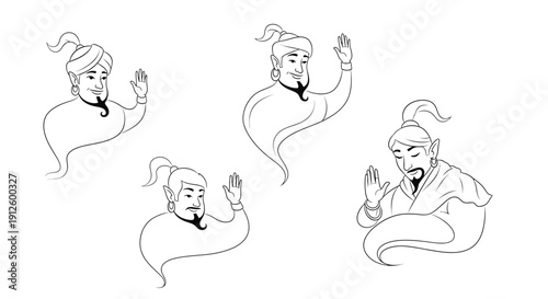 Genie Characters Collection, Magical Beings, Fantasy, Illustration