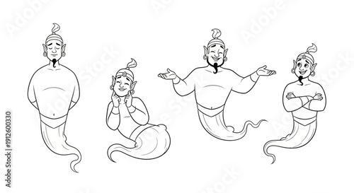 Genie Characters Set: Diverse Poses and Expressions