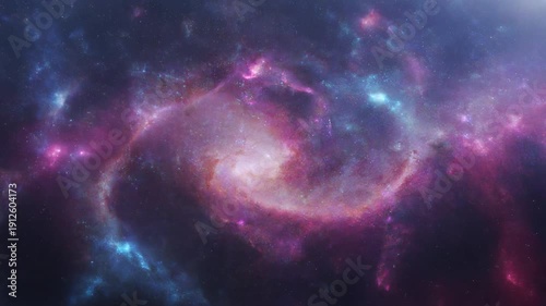 Cosmic nebula in deep space with stars and motion