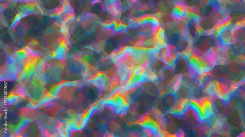 Dynamic holographic surface with vibrant spectral light reflections motion
