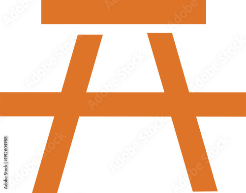 Orange abstract geometric design isolated on transparent background