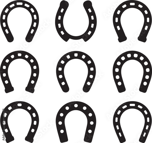 Horseshoe icon set. Vector