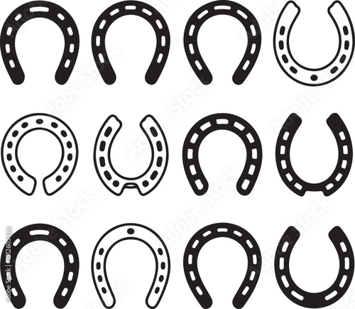 Horseshoe icon set. Vector