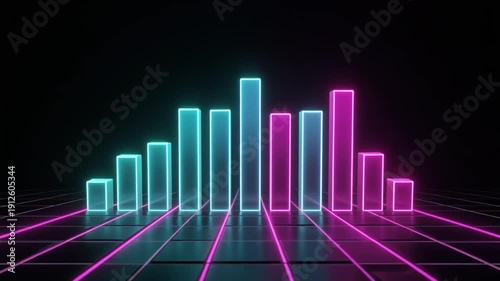 Neon equalizer bars graphic motion digital background