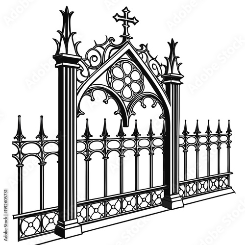 Gothic Ornamental Border Frame - Detailed Black Vector Art