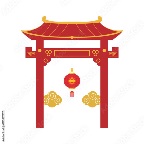Traditional Chinese Gate Illustration
