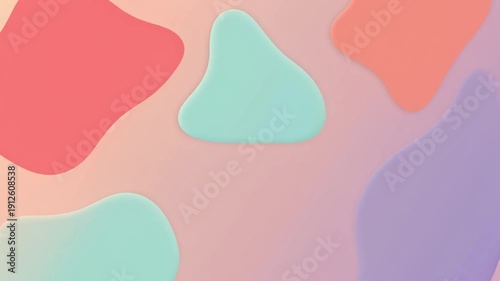 Soft pastel fluid shapes animate on gradient background