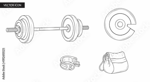 Dumbbell Set and Gym Bag: Fitness Equipment Vector Icon