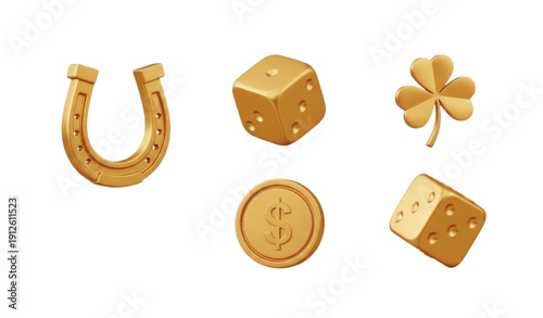 SEO Title
Cartoon Style Golden Casino Luck Icons Set for Online Betting and Slot Games