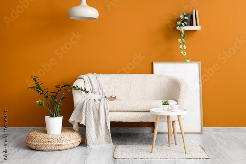 Comfortable sofa, table and...