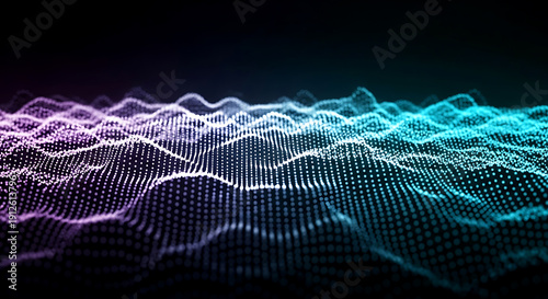 Digital Waveform in Neon Colors with Gradient Effect on Dark Background for Technology