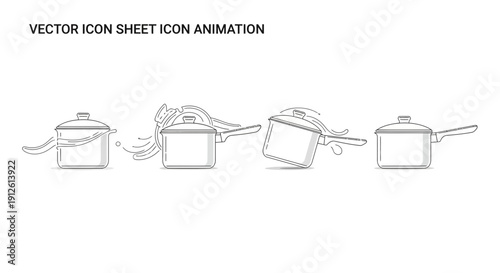 Cooking Pot Animation Sequence: Boiling Water Splash and Pouring