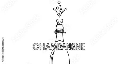 Champagne Bottle Popping Cork with Bubbles, Celebration and Luxury