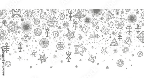 esoteric alchemical symbols pattern mystical hand-drawn sacred geometry and magical signs creating a spiritual background texture