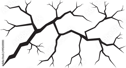 Black Cracked Lines on White Background Illustration Design Element
