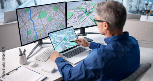 Quadro su tela Mapping Properties With Computerized Survey And Valuation Plan