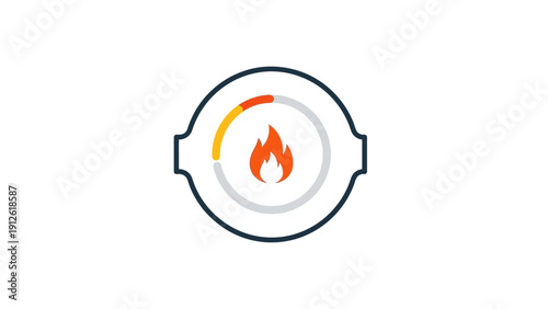 Simple Fire Icon in Circle Symbol.