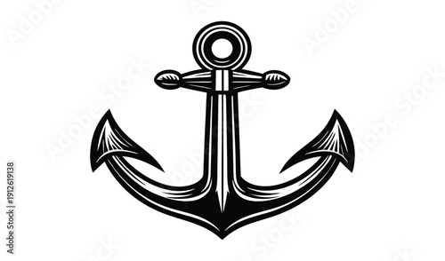 Vintage nautical anchor illustration with detailed engraving style