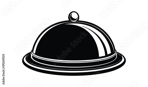 Classic silver food cloche serving dish isolated on white background