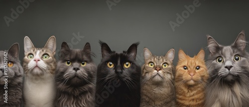 Wallpaper Mural A group of various cat breeds looking up Torontodigital.ca