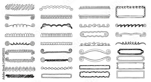 hand drawn doodle frames and borders versatile decorative elements and page dividers for creative projects and digital design.