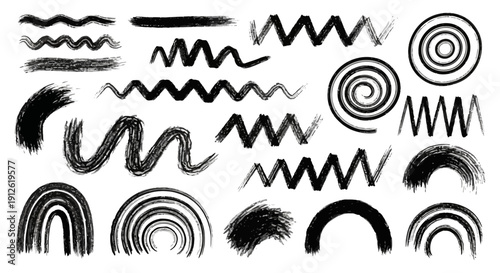 hand drawn abstract brush stroke elements and grunge graphic shapes versatile artistic texture for creative design.