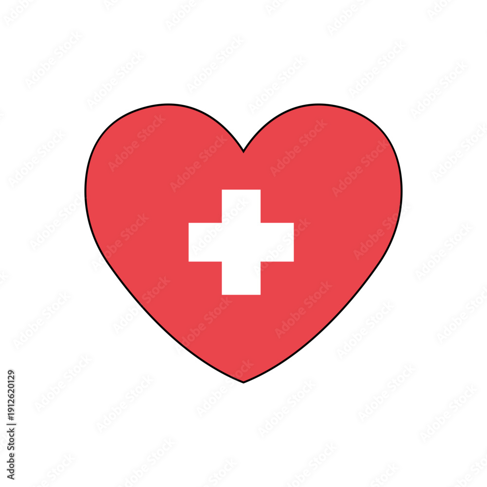 Fototapeta premium Red Medical Heart Icon