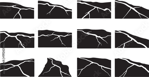 Cracked Black and White Background Texture Elements Collection