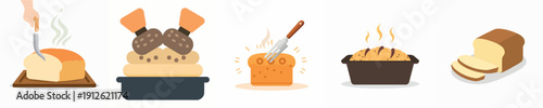 cute appetizing bread vector