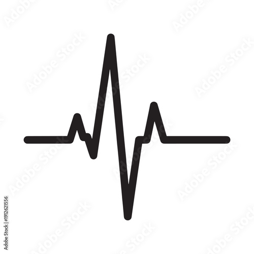 Black and white electrocardiogram (ECG) line on a white background