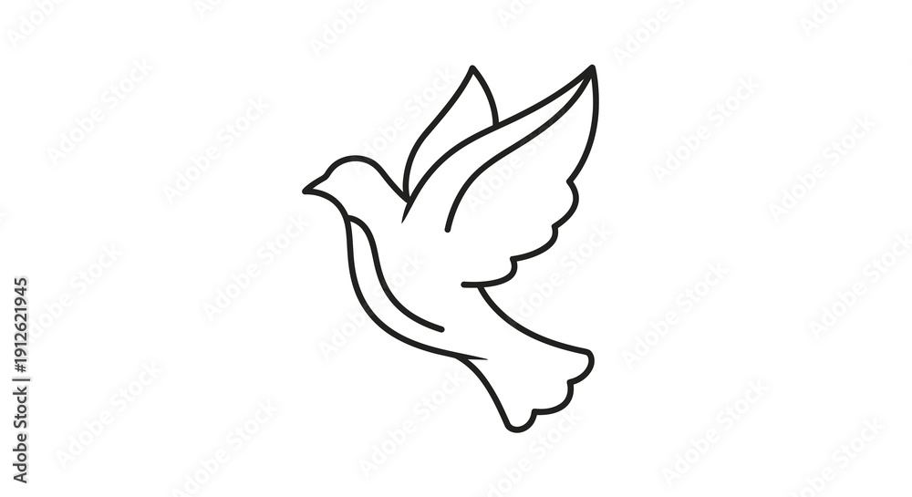 Obraz premium A white dove in flight simple outline against a blank background silhouette