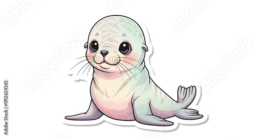 Adorable cartoon baby seal, cute animal illustration for children's books and designs