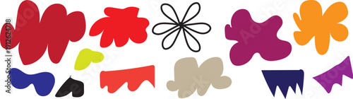 Abstract colorful shapes and designs on white background