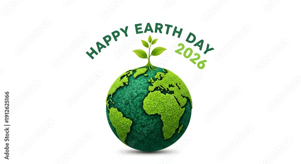 Obraz premium Environmental Awareness Earth Day Green Planet Illustration
