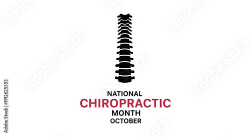 minimalist vector illustration of a spinal column for national chiropractic month in october promoting healthcare awareness and spine health.