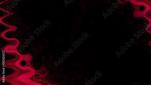 Abstract vibrant pink wavy liquid border background with psychedelic distorted patterns and dark copy space for edgy modern designs