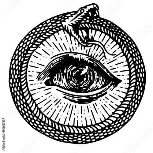 Mysterious snake encircles all-seeing eye in ancient symbol