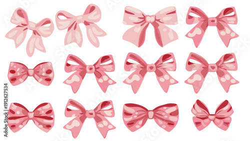 Pink velvet hair accessories set with bows and ribbons for girls