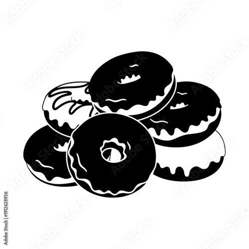 Donut Silhouette Illustration with Sprinkles, Sweet Bakery Logo Concept, Doughnut Vector for Cafe Menu and Food Branding
