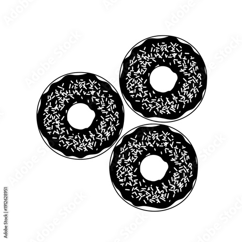 Donut Silhouette Illustration with Sprinkles, Sweet Bakery Logo Concept, Doughnut Vector for Cafe Menu and Food Branding
