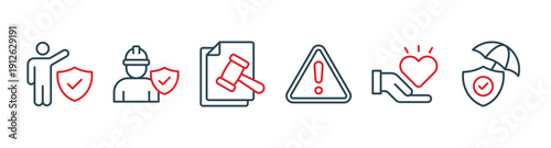 Work safety banner web icon vector illustration for occupational safety and health at work with safety first, protection, regulations, hazards, health, and insurance