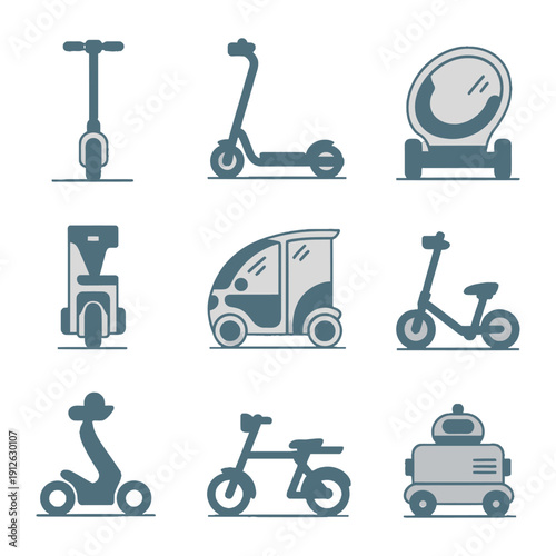 Vehicular Visions: A diverse array of cutting-edge personal transport devices, embodying the future of urban mobility and personal transportation.