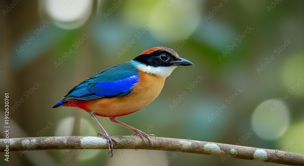 Obraz premium Blue-Winged Pitta in Dense Forest