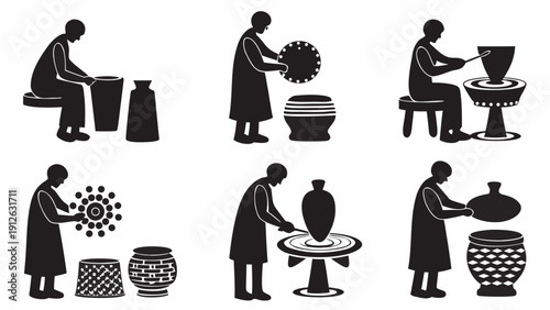 Potter at work creating beautiful ceramics and pottery