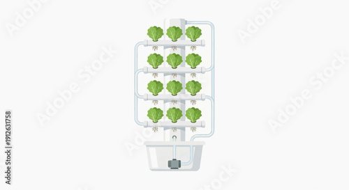 Hydroponic vertical garden tower farming flat icon
