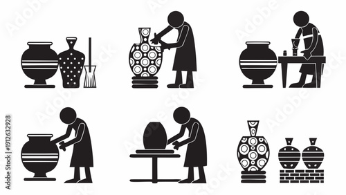 Potter at work creating beautiful ceramic vases