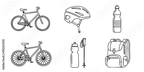Cycling accessories and equipment collection for outdoor adventures