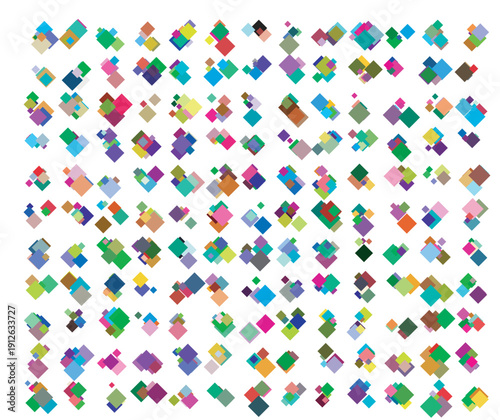 Colorful geometric diamond shapes arranged in a grid pattern on a white background 1